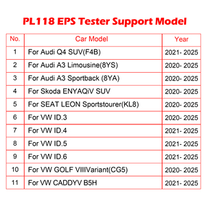 Testeur EPS WOYO PL118 pour <span class=keywords><strong>Audi</strong></span> <span class=keywords><strong>Q4</strong></span> A3 et VW ID 3/4/5/6, détecteur de crémaillère de direction assistée - Product Image 3