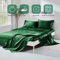 Parure de draps de luxe en satin 4 pièces, ensemble de literie soyeuse avec poches profondes pour la vente en gros