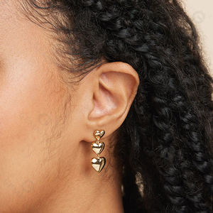 ¡Novedad de productos 2025! Joyería personalizada 925, pendientes largos con pasador de gota de corazones llamativos chapados en oro y plata - Product Image 2