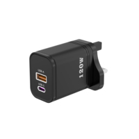 Chargeur rapide 120W de haute qualité avec prise UK, EU, US et adaptateur de chargeur USB-C et USB, adaptateur secteur USB-C 120W avec prise UK pour chargeur