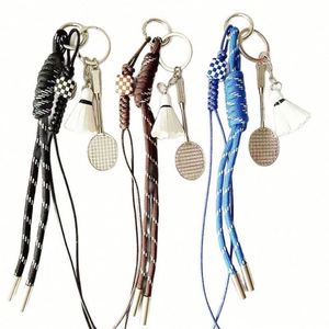 DIY Vintage Fashion Cute Alloy Mini Racket Keychain Charms Tennis Badminton Golf Design Pendant Color Nylon <b>Rope</b> Bag Phone - Product Image 5