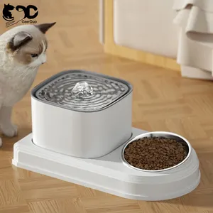 2 in 1 Pet Drinking Cat Feeder Automatic Water Dispenser Fountain with FIlters and Fool Bowl for Cats and Dogs