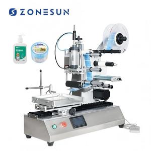 ZONESUN ZS-TB180 Semi Automatic Desktop Flat Surface Hand Sanitizer Perfume <b>Glass</b> Oval Square Flat Bottle Labeling <b>Machines</b> - Product Image 1