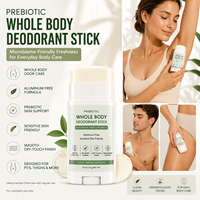 Déodorant stick pour le corps entier, formule respectueuse du microbiome, à base de plantes, longue durée, pour peaux sensibles, sans aluminium, contrôle des odeurs, prébiotique