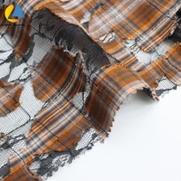 Tissu à carreaux teint en fil de créateur, tissu en dentelle rayée, tissu à découpes uniques, style vintage tendance pour chemises et robes