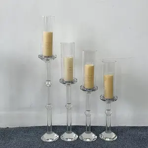 wholesale hot sell lead free table wedding centerpiece glass cylinder candle stand crystal candle stand