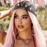 Foulard en maille orné de strass pour femme, bandana scintillant en résille, couvre-cheveux pour fête et festival, accessoires de coiffure en gros