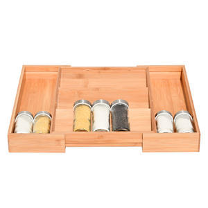 Porte-épices 16 cubes Accessoires de cuisine avec pots à épices Comptoir décoratif Supports de rangement et étagères en bambou naturel - Product Image 2