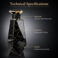 Flacon de parfum en verre marbré noir à étiquette privée, sérigraphie mate personnalisable, 30 ml/50 ml/100 ml, élégant
