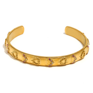 Set di Gioielli Vintage in Acciaio Inox Placcato Oro 18K PVD con Carte dei Tarocchi <span class=keywords><strong>Luna</strong></span> e Stella Bracciale Orecchini Anello Moda Raffinata Regalo per Donne - Product Image 5