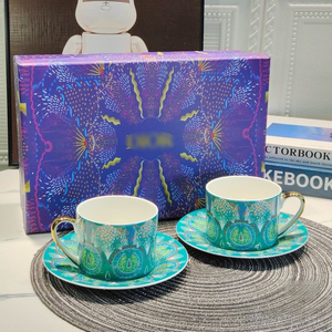 Wholesale European Classic Luxury Bone China Coffee & <b>Tea</b> <b>Sets</b> with Blue/Red Logo Food Grade Business Gift - Product Image 5