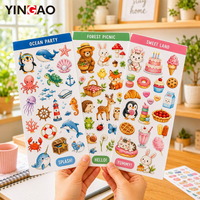 Autocollants personnalisés découpés à la forme Yingao, imperméables, multi-motifs, en vinyle, pour thèmes Océan, Forêt, Douceur, pour scrapbooking et journal.