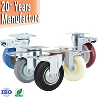 Roulettes industrielles pivotantes de 3, 4 et 5 pouces en caoutchouc PU, acier PP, avec frein, rigides, OEM, différentes tailles, roues pour chariots de courses