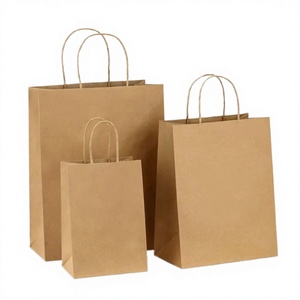 Bolsas de Papel Kraft para Llevar Comida con Asas, Bolsas Ecológicas para Entrega de Alimentos, Bolsas Resistentes para Compras con Impresión de Logotipo - Product Image 1