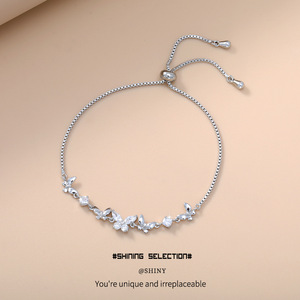 Butterfly Charm <b>Bracelet</b> For Women Silver Tone <b>Adjustable</b> Chain Gift Jewelry Fashion Accessory - Product Image 1