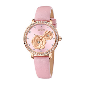 Montre en cuir BAISHIQI décontractée et élégante avec motif floral, montre-bracelet de luxe pour femmes, montre à quartz pour femmes - Product Image 1