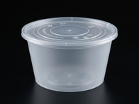 Cup Sup Plastik Sekali Pakai & Wadah Deli, Dapat Digunakan di Microwave, Wadah Makanan Bulat Gaya Amerika dengan Tutup untuk Sushi, Mie, Jus