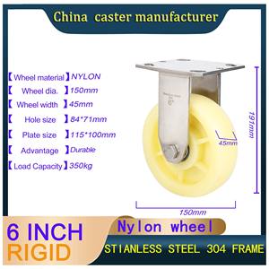 WeiHang <span class=keywords><strong>6</strong></span> ZOLL Hoch leistungs wagen Rollen Lebensmittel industrie 100mm Durchmesser Nylon rad Edelstahl Dreh platten rollen mit Bremse - Product Image 4
