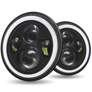 Phares de voiture ronds à LED de 7 pouces, faisceau haut/bas, DRL, yeux d'ange, lumières LED pour moto, phare de 7 pouces pour Jeep Wrangler JK, accessoires - Product Image 1