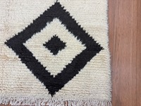 Tapis en laine noué à la main, tapis géométrique noir et blanc, tapis à poils longs, tapis fait main, tapis moderne pour la décoration de la maison