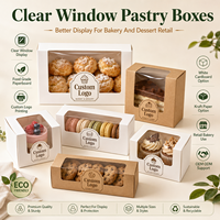 Boîte à pâtisserie avec fenêtre en papier kraft pour muffins et desserts, emballage personnalisé avec logo, vente en gros pour service de desserts de café, pour approvisionnement en vrac sur mesure