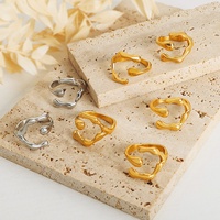 Vente en gros de bijoux bagues personnalisées en acier inoxydable plaqué or 18 carats bagues pour femmes bijoux tendances et étanches bague ouverte géométrique