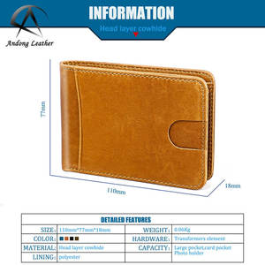 Portefeuille court en cuir véritable RFID Andong pour homme, mini porte-monnaie pour femme, porte-cartes de crédit pour homme, petite bourse pour homme - Product Image 3