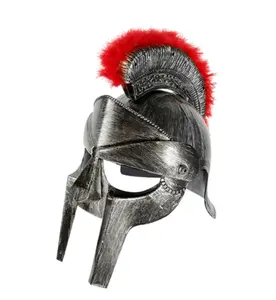 Medieval Helmet Steampunk Knight Pirate Cosplay Carnival Halloween Plastic With Red Feather Helmet