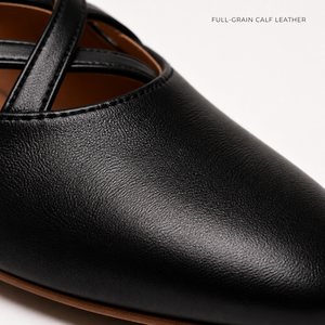 Chaussures de danse (ballet, derby, jazz) à brides croisées en cuir véritable faites à la main, avec semelle en cuir noir, fabriquées à Guangzhou - Product Image 4