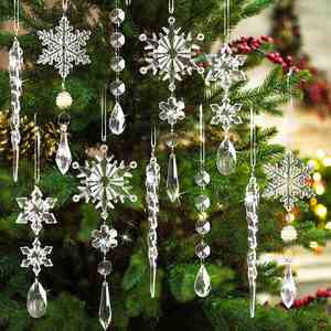 Nuevos Productos Decorativos con Borde de Copo de Nieve, Cono de Hielo Transparente Navideño, Juego de 10 Piezas - Product Image 1