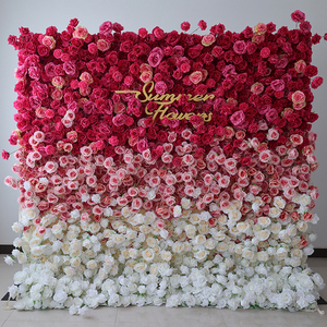 Telón de Fondo para Boda, Cortina de Rosas de Seda Artificial, Pared de Flores Enrollable, Pared de Flores Rojas - Product Image 6