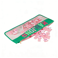 Script Mahjong Bag Logo cousu American Mahjong Set Bag Vert Imperméable PVC Sac vide pour carreaux Mahong