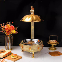 Luxuriöses Restaurant-Buffet Gold Edelstahl 201 6L/8L Kapazität Alkoholbetriebenes Speisenwärmer-Set Wärme- und Aufbewahrungsausrüstung RRR