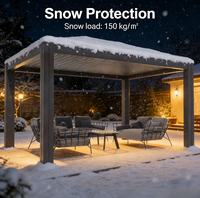 Pergola en aluminium 6063 4x4 avec toit à lames orientables, certifiée résistance vent/neige, installation sécurisée, écologique, revêtement poudré pour stations de ski