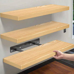 Prateleiras flutuantes para parede rústica sólida Live-Edge Prateleiras de parede de madeira resistentes com suportes invisíveis, conjunto de <span class=keywords><strong>2</strong></span> para casa - Product Image 1