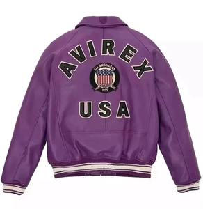 Chaquetas Hombre Avirex Bomber 2025 Chaquetas de Cuero Hip Hop Chaqueta de Cuero Negro Genuino para Hombre - Product Image 3