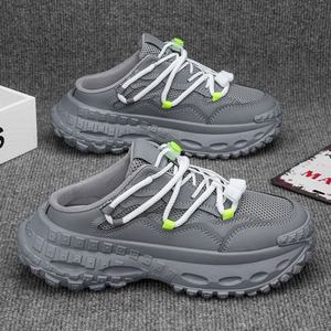 Chaussures pour hommes Little White Daddy Chaussures respirantes d'été pantoufles de sport décontractées Slip-On Half Head Design Lazy Comfortable - Product Image 2