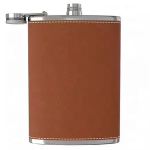 Customized PU leather cover stainless steel 8oz hip flask for liquor alcohol