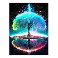 Peinture Diamant Lumineuse Effet Réflexion d'Arbre, Décoration Murale Créative pour Salon, Vente Directe Usine Ever Moment, DIY, ASF2819