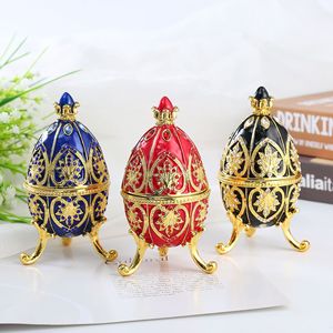 Huevo de <span class=keywords><strong>Faberg</strong></span>é Decorativo al por Mayor, Estilo Huevo de Pascua, Pintado a Mano, Esmaltado, con Bisagras, Regalo Único para la Familia, Almacenamiento de Metal - Product Image 1