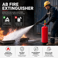 Extincteur à mousse AFFF et eau certifié CE 6L/9L, en acier inoxydable, portable pour cuisine, maison et atelier