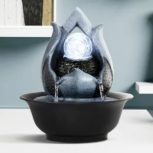 Home Office Quarto Feng Shui Meditação Relaxamento Waterfall Fountain Indoor Tabletop Water Fountain Com Rolling Ball
