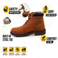 Bottes de travail AOXIANG personnalisées haute protection, unisexe, résistantes à la chaleur, en cuir, avec embout en acier et semelle intermédiaire antichoc, pour l'hiver et le printemps