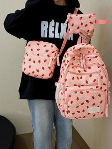 Sac à dos pour étudiant, style campus simple et mignon, sac décontracté, <span class=keywords><strong>cerise</strong></span>, fraise - Product Image 5
