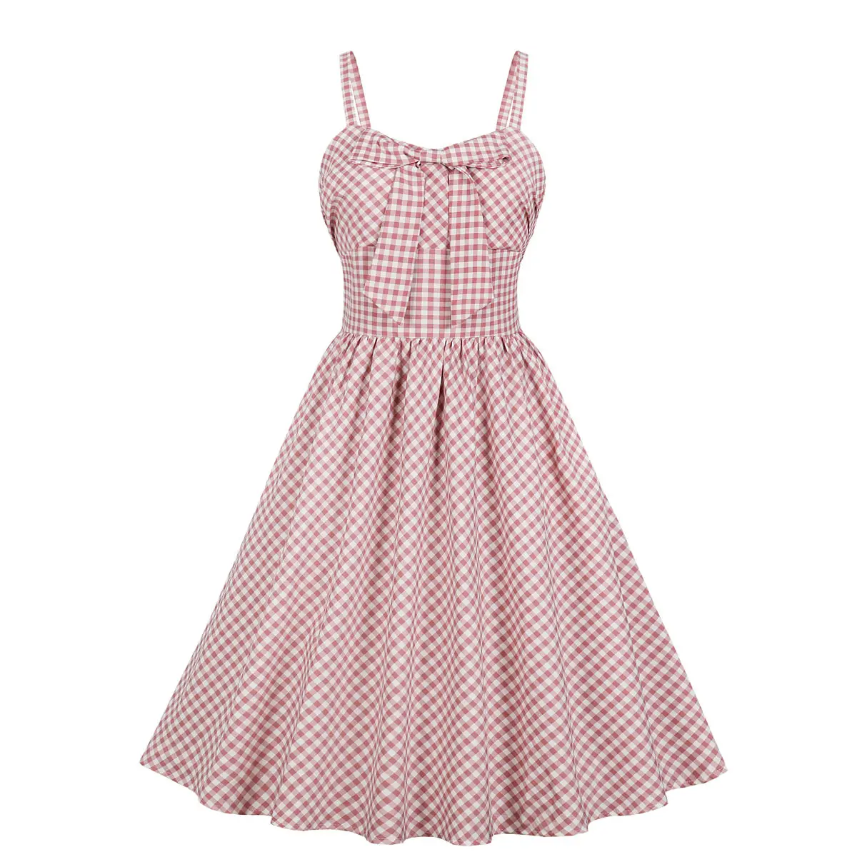 Vintage Dress 95% Polyester +5% Spandex Dress Plaid Women Dresses