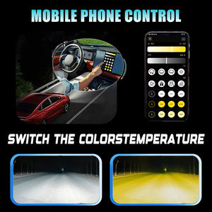 Feux de croisement <span class=keywords><strong>LED</strong></span> P8C Switchback Tri-Color 3000K 4300K 6000K H4 <span class=keywords><strong>H7</strong></span> H11 pour voiture, 200W 8000LM, ampoule automobile haute puissance pour mauvais temps - Product Image 2