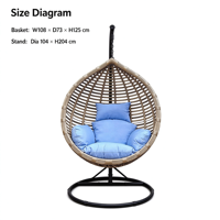 Fauteuil suspendu moderne en forme d'œuf, résistant aux intempéries, en rotin PE, avec support métallique et coussin moelleux, pour intérieur, extérieur, cour et patio