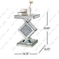 Table basse avec miroir, meuble de salon en argent, diamant en écrasé, Table basse moderne en verre, livraison gratuite, nouveauté