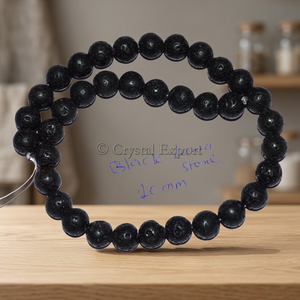 ลูกปัดหินลาวาสีดำขนาด 10 มม. Crystalexport.com รุ่น A-Beads-006 Gujarat หลากสี สำหรับทำเครื่องประดับ - Product Image 3