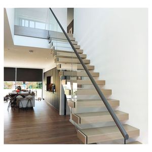<span class=keywords><strong>Escaleras</strong></span> Rectas Modernas <span class=keywords><strong>para</strong></span> <span class=keywords><strong>Interiores</strong></span>, Barandilla <span class=keywords><strong>de</strong></span> Vidrio, Escalones <span class=keywords><strong>de</strong></span> <span class=keywords><strong>Madera</strong></span>, Escalera <span class=keywords><strong>de</strong></span> Acero, <span class=keywords><strong>Diseño</strong></span> Interior <span class=keywords><strong>para</strong></span> Casa, Villa, <span class=keywords><strong>Escaleras</strong></span> Flotantes - Product Image 2